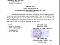 ĐIỂM THI PHÚC KHẢO LỚP 10 NĂM HỌC 2026-2027